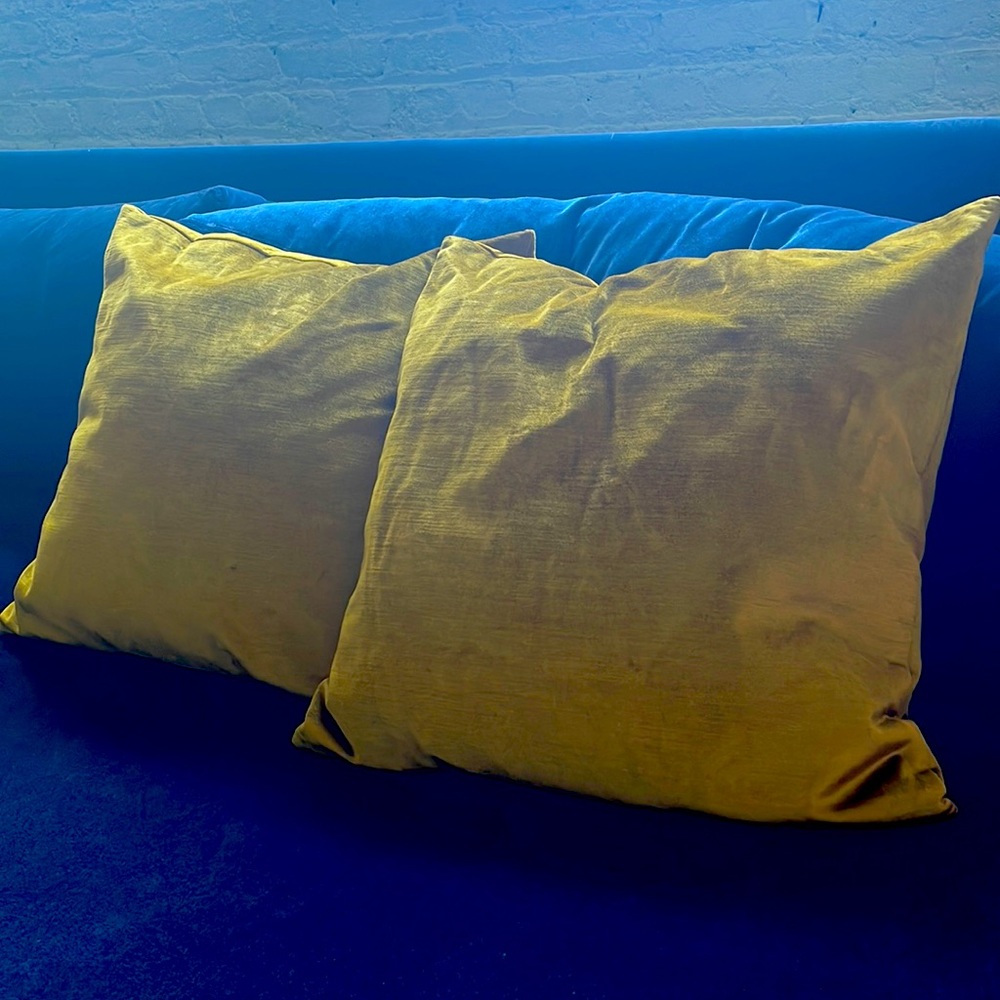 Gold velvet throw pillows